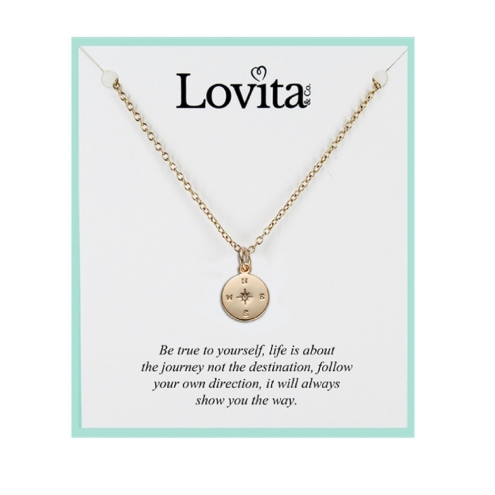 LOVITA JEWELRY Never Lost Necklace Gold Compass, NWT‎